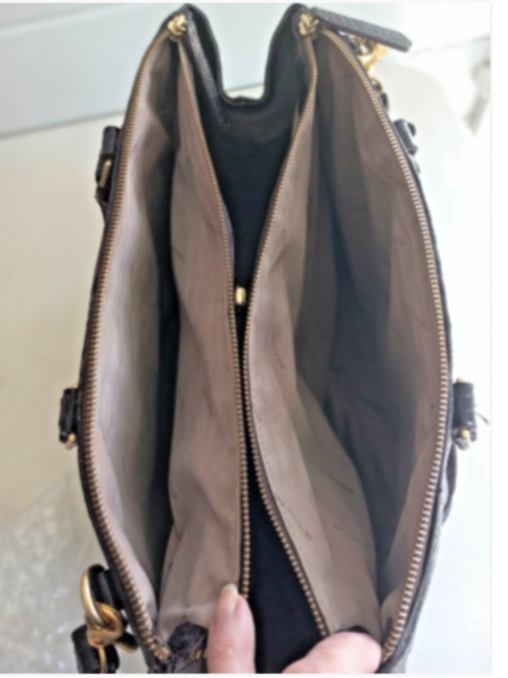 Brahmin Espresso Melbourne Croc Embossed Leather Satchel Shoulder Bag - Picture 9 of 16